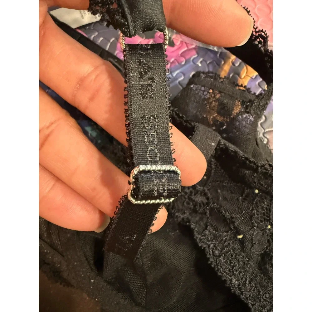 Victorias Secret‎ Black Floral Lace Unlined Demi Bra Underwire 34D